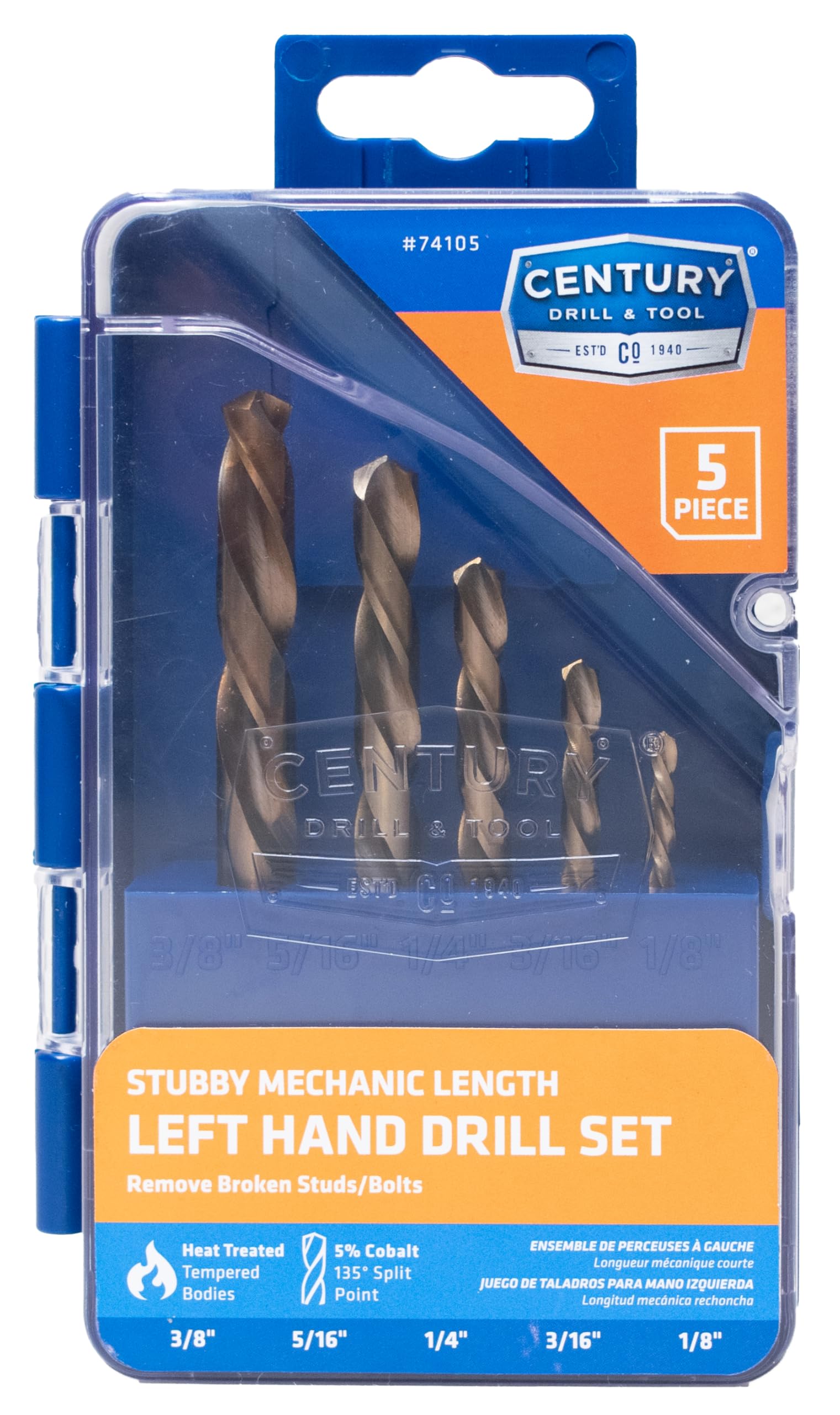Century Drill & Tool 74105 Kobalt Linksbohrer, 5-teiliges Set