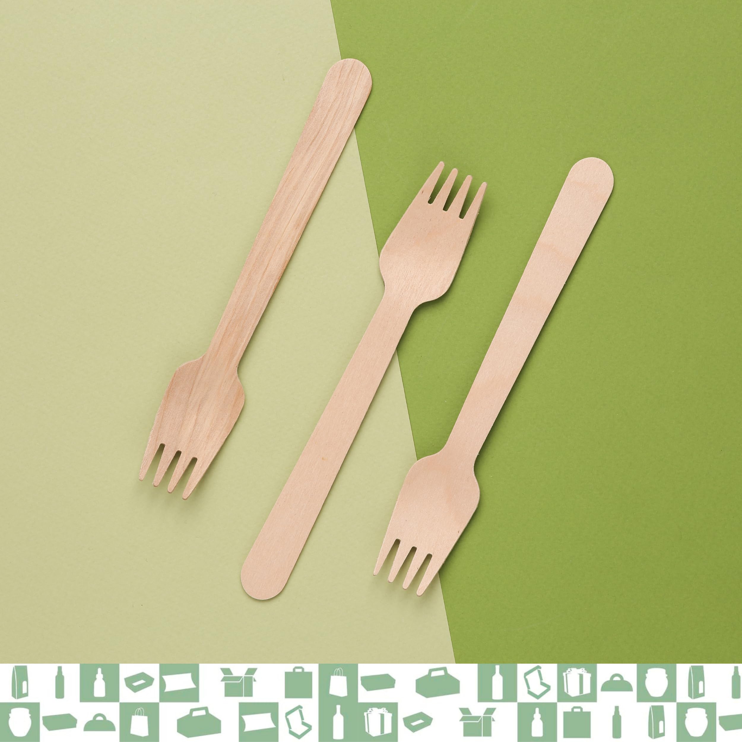 200 Forchette Di Legno USA E Getta - Forchetta Per Snack, Frutta, Feste, 100 Mm - Foto 6