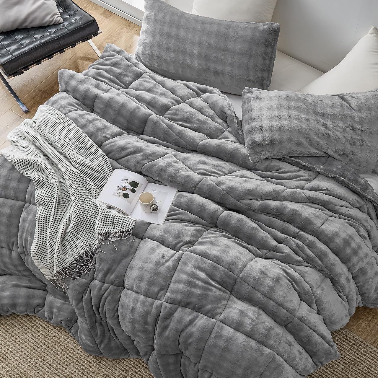 Coma Inducer Git Puffy Cozy Oversized King Comforter Set - Frost Gray