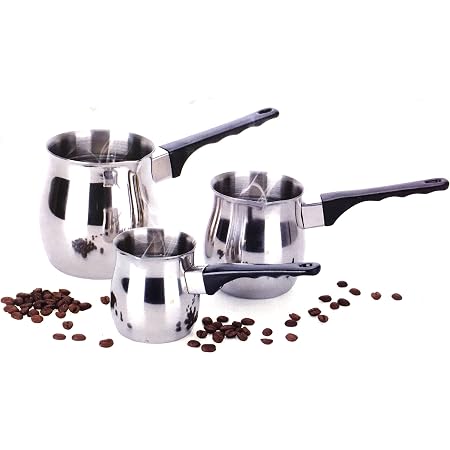 Amazon.com: Café turco 3 pieza Estufa Calentador Bote – 6oz 12oz \u0026 martillo  de ollas, acero inoxidable : Hogar y Cocina