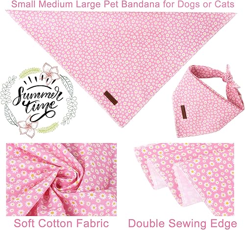 Miniatura 3 de UP URARA PUP Bandana de verano para perro, bandana hawaiana para perros medianos y grandes, lindo pañuelo rosa para cachorros, adorable bufanda
