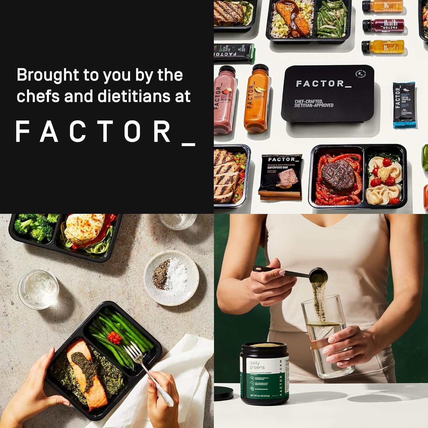 FACTOR FORM Daily Greens Superfood Powder | 5 Functional Blends for Gut Health, Energy & Immunity | Prebiotics, Probiotics, Adaptogens, B Vitamins (30 Servings, Jar)