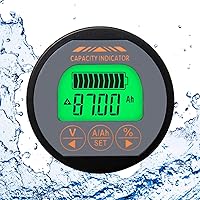 Vista 5 de QWORK Monitor de batería Voltímetro Amperímetro, rango de corriente de voltaje 8V-80V, medidor de corriente de voltaje 0-100A con cable