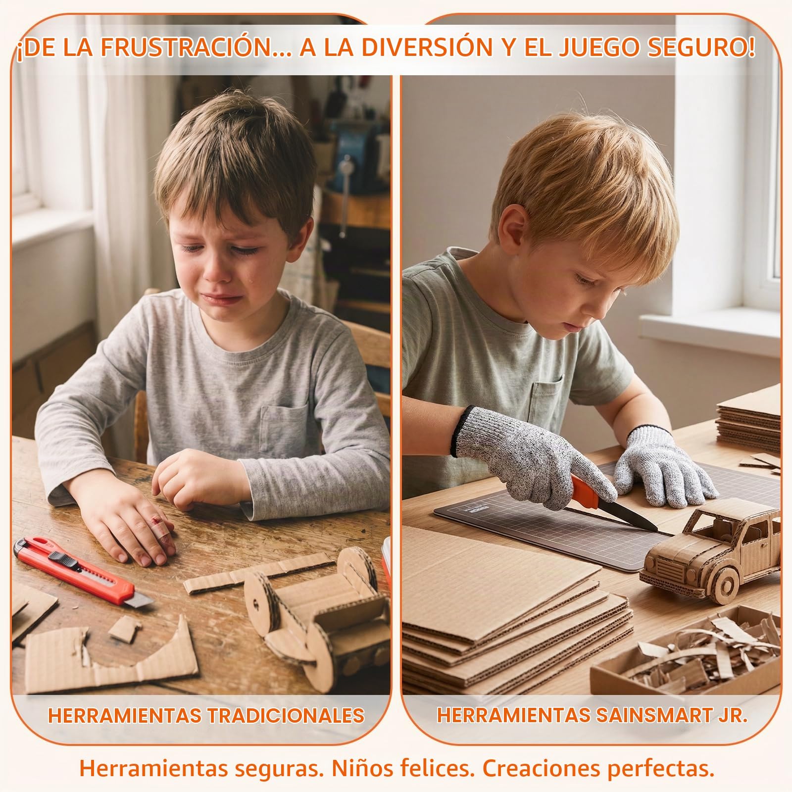 SainSmart Jr. Herramientas de construcción de cartón para niños 120 piezas