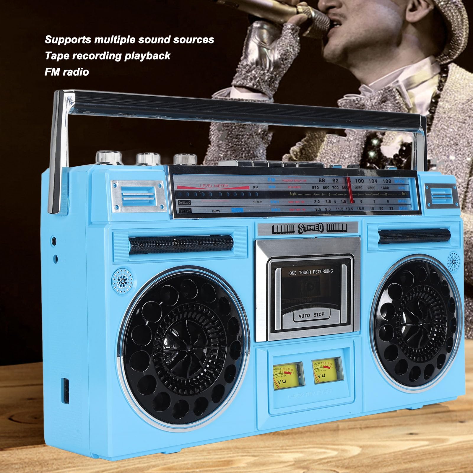 Cuifati Reproductor de Casete Retro, Bluetooth FM MW SW1 SW2 Grabadora de Radio con Dial de Agudos Refuerzo de Graves Reproducción de Tarjeta de Memoria USB, para Niños Mayores