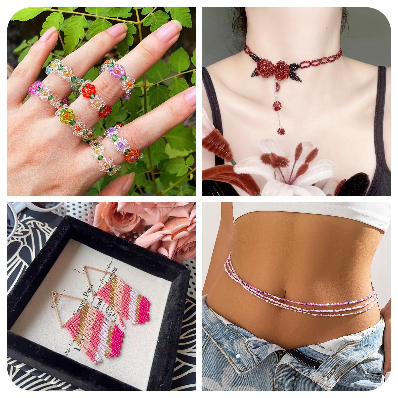 200 g, perline rotonde in acrilico, 6 mm, 8 mm, 10 mm, 12 mm, perline rotonde distanziatori per la realizzazione di orecchini, bracciali, collane, portachiavi, gioielli (rosso rosa