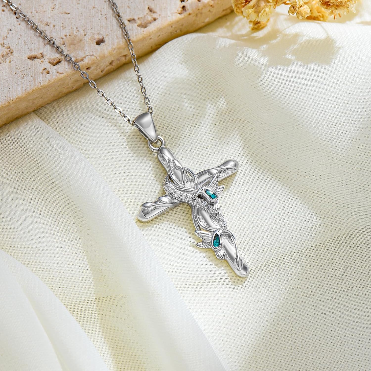 Cross Necklace 925 Sterling Silver Cross Pendant Christian Jewelry Catholic Gifts for Women Mom Friends - Image 2