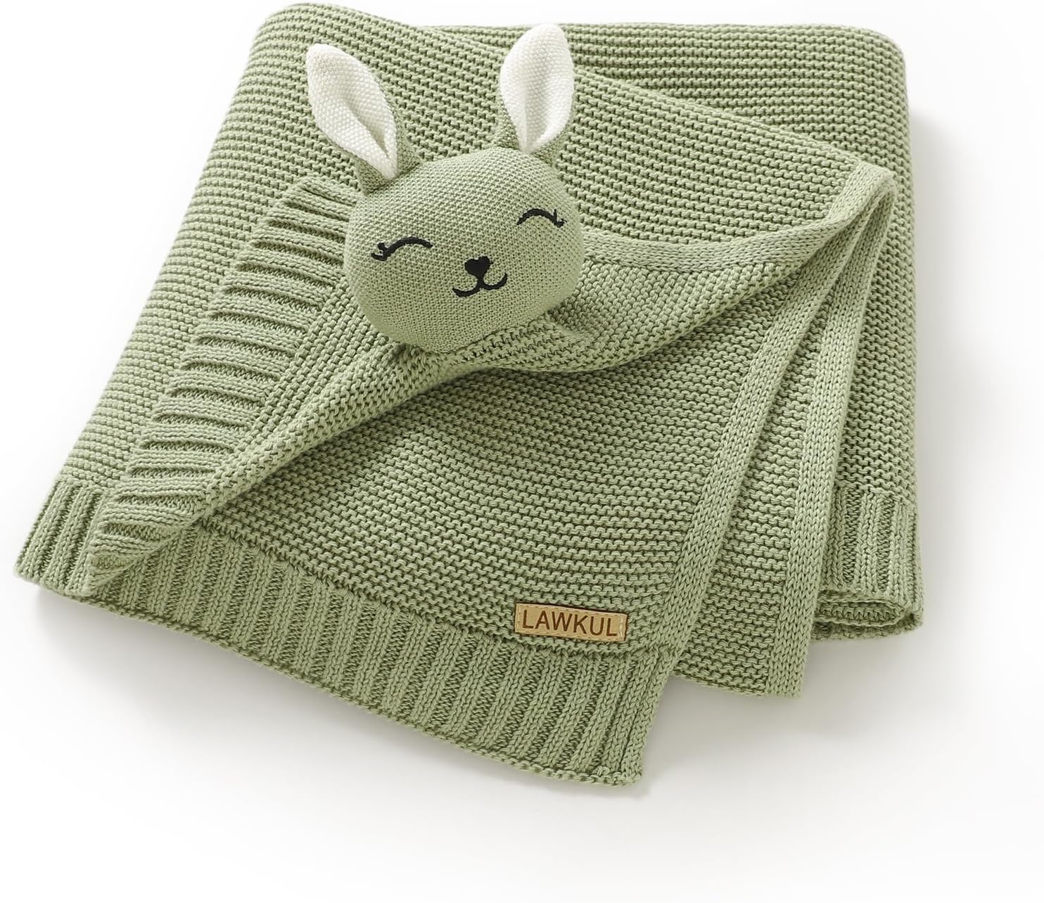 LAWKUL Bunny Lovey Baby Blanket Soft Plush Security Blanket Knit Snuggle Comfort for Newborns Toddlers Boy Girl White 40x30in