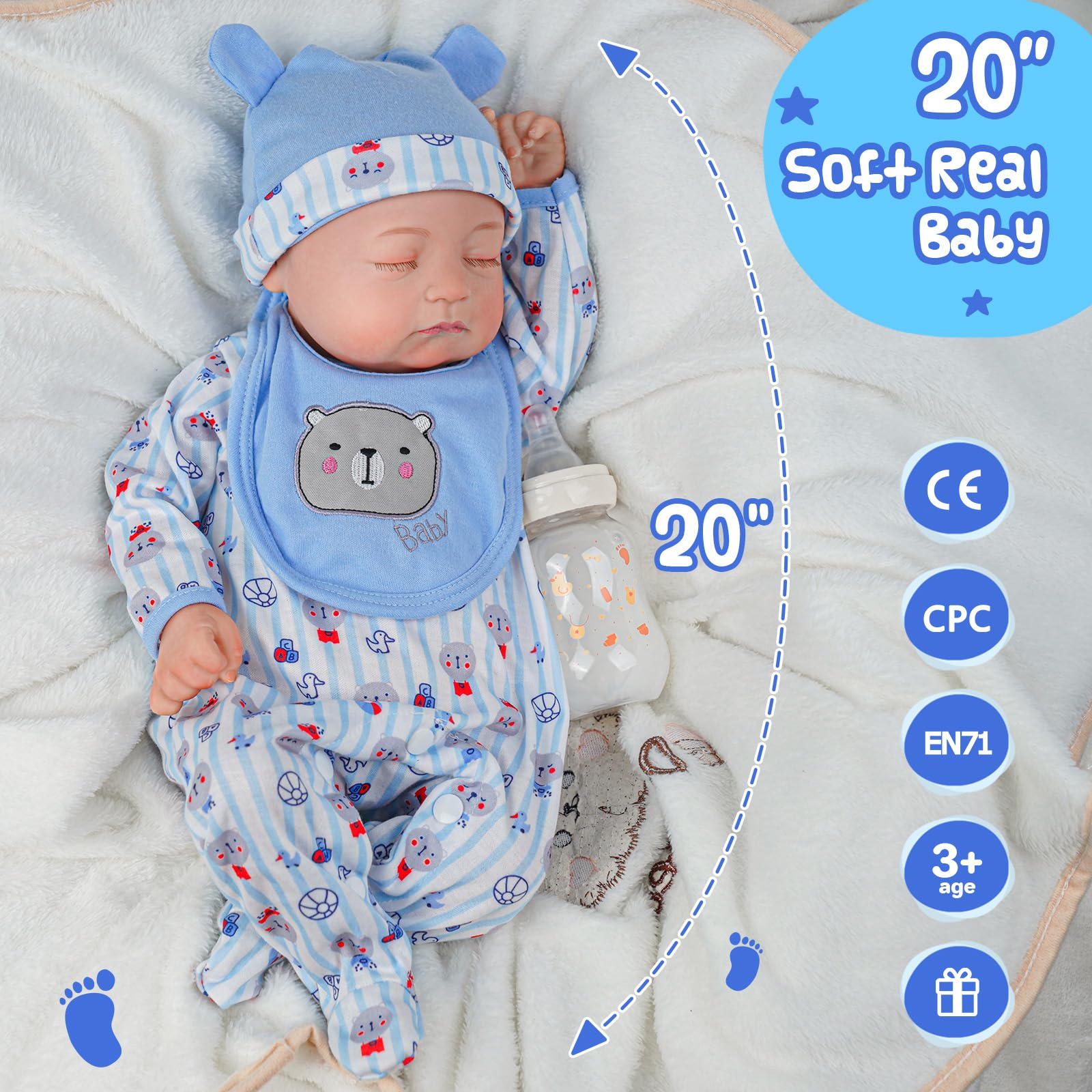 Amazon | BABESIDE リボーンベビードール 男の子 20インチ 愛らしい