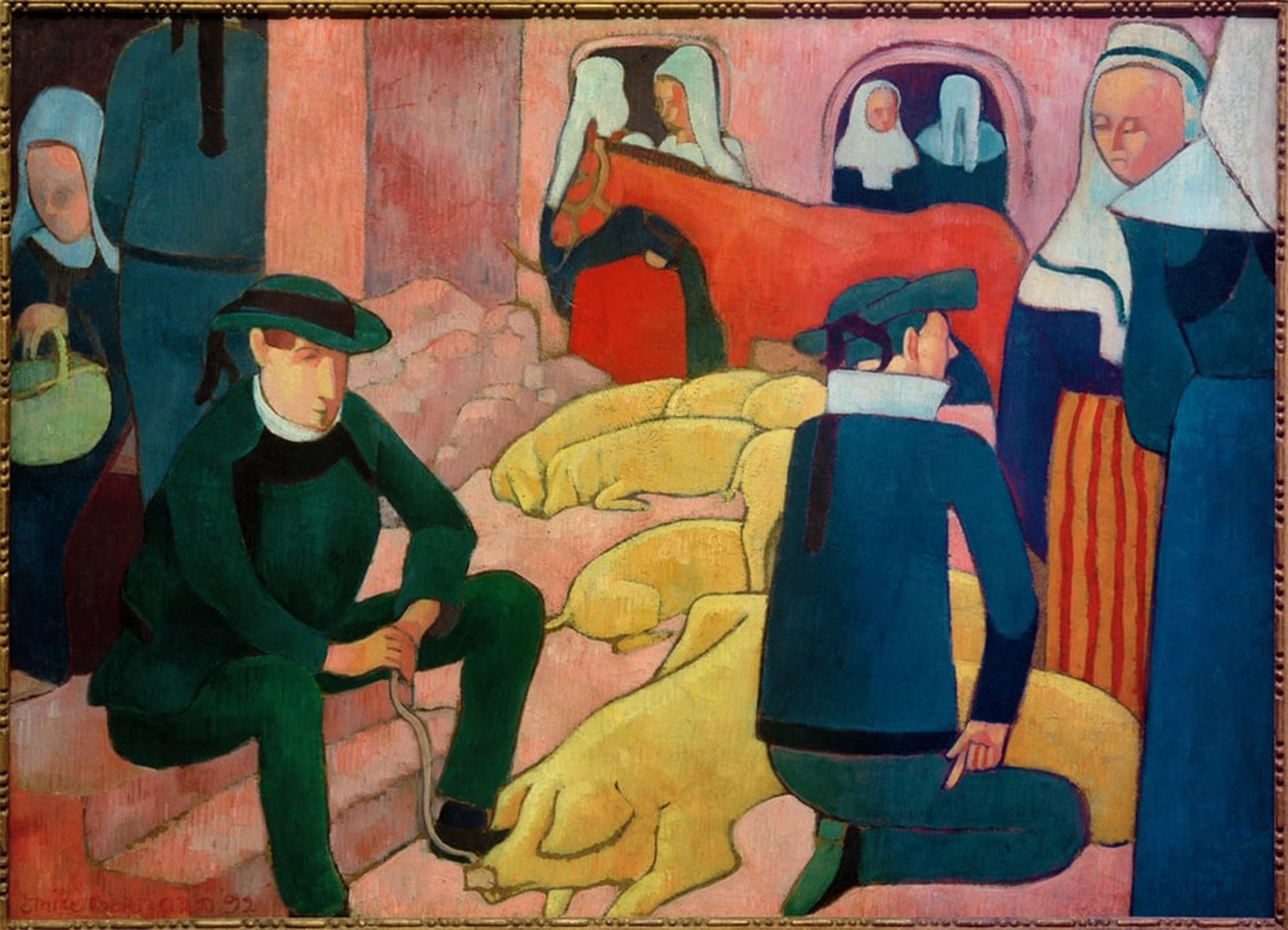 ARTXLXXBN Famous Prints Artwork Pictures Poster Painting Art the Pig Market by Emile Bernard Artwork Landscape Pictures for Home Decor 60x90cm