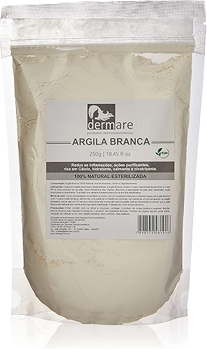 Dermare Argila Branca Clareadora 250g – Peles Sensíveis e Desidratadas | Uso Facial, Corporal e Capilar