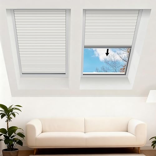 Vista 41 de Skylight Shades Cordless Cellular Blinds 100% Blackout Honeycomb Shade for Ceiling Roof Inclined Plane Room Windows Custom Size Dark Coffee