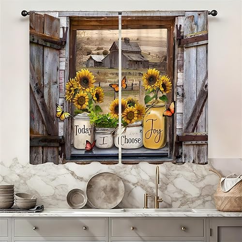 Miniatura 2 de Cortinas de cocina bohemias de mediados de siglo con bolsillo para barra, hojas, abstractas, modernas, geométricas, con arco de plantas, bohemias,