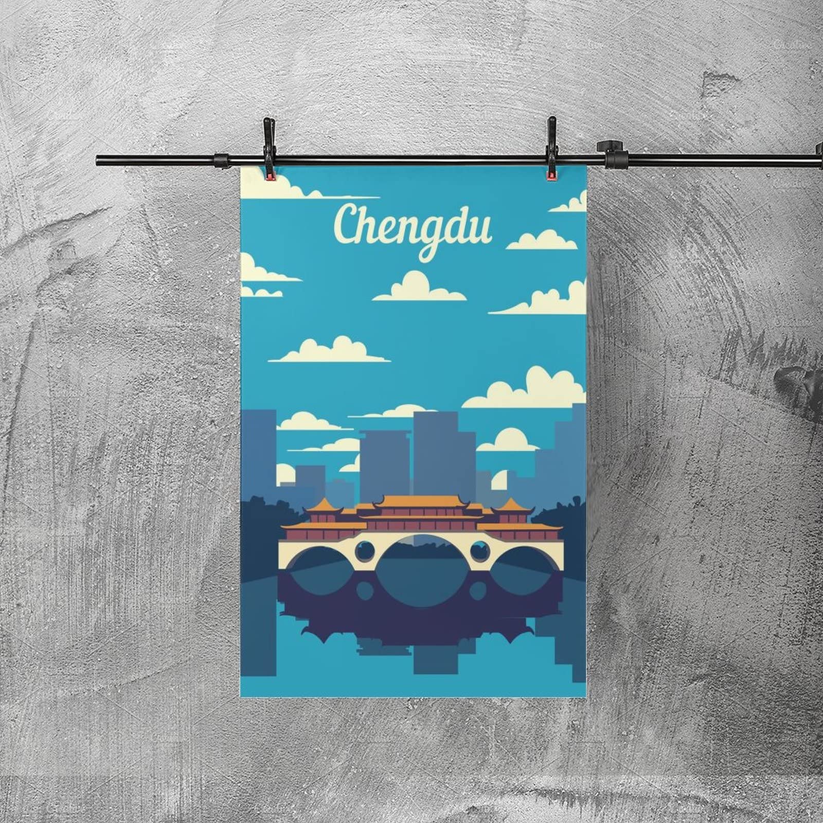 Lot de 3 affches de voyage en Chne, mpresson d'art tradtonnel