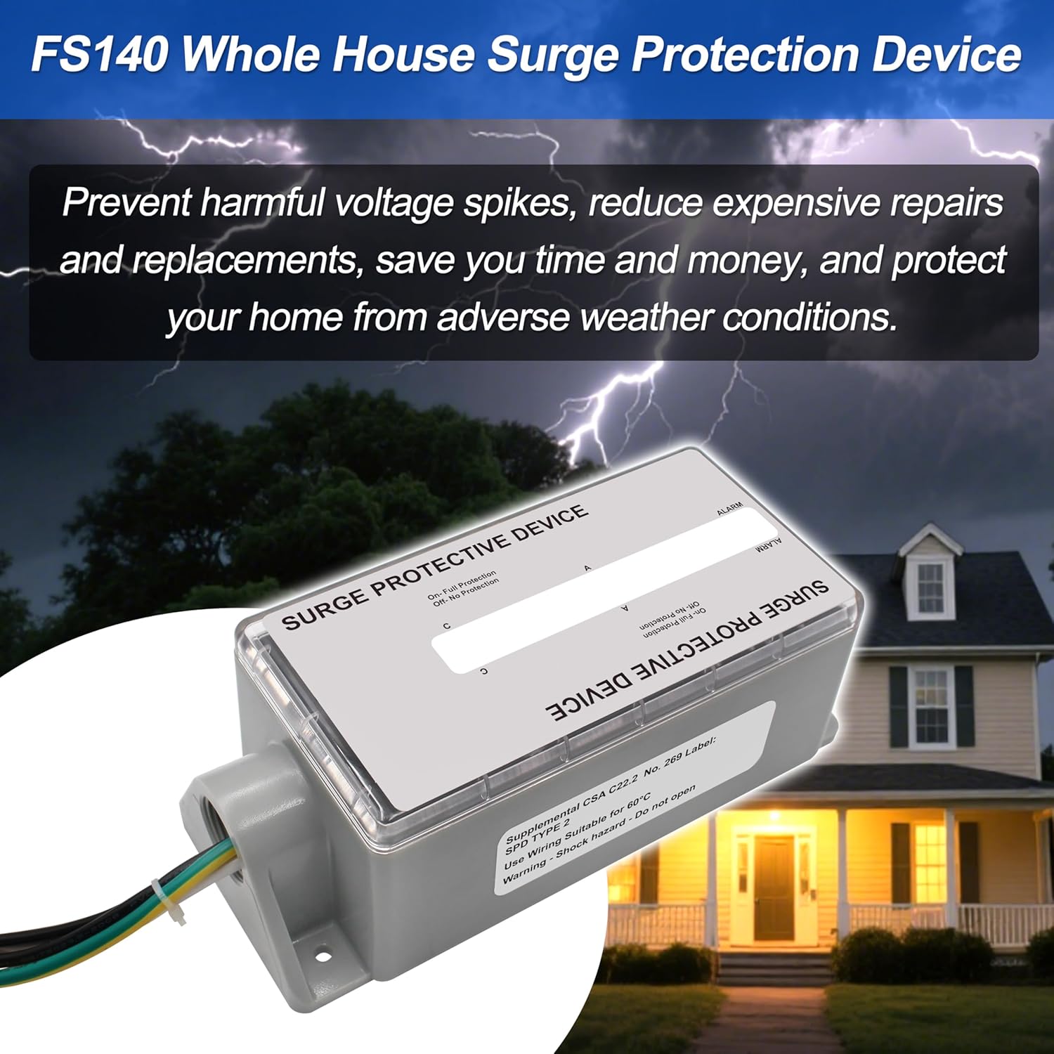 Whole House Surge Protection Device Replacement for Siemens FS140 Compatible with Most of Load Center and Breakers, Aftermarket Part