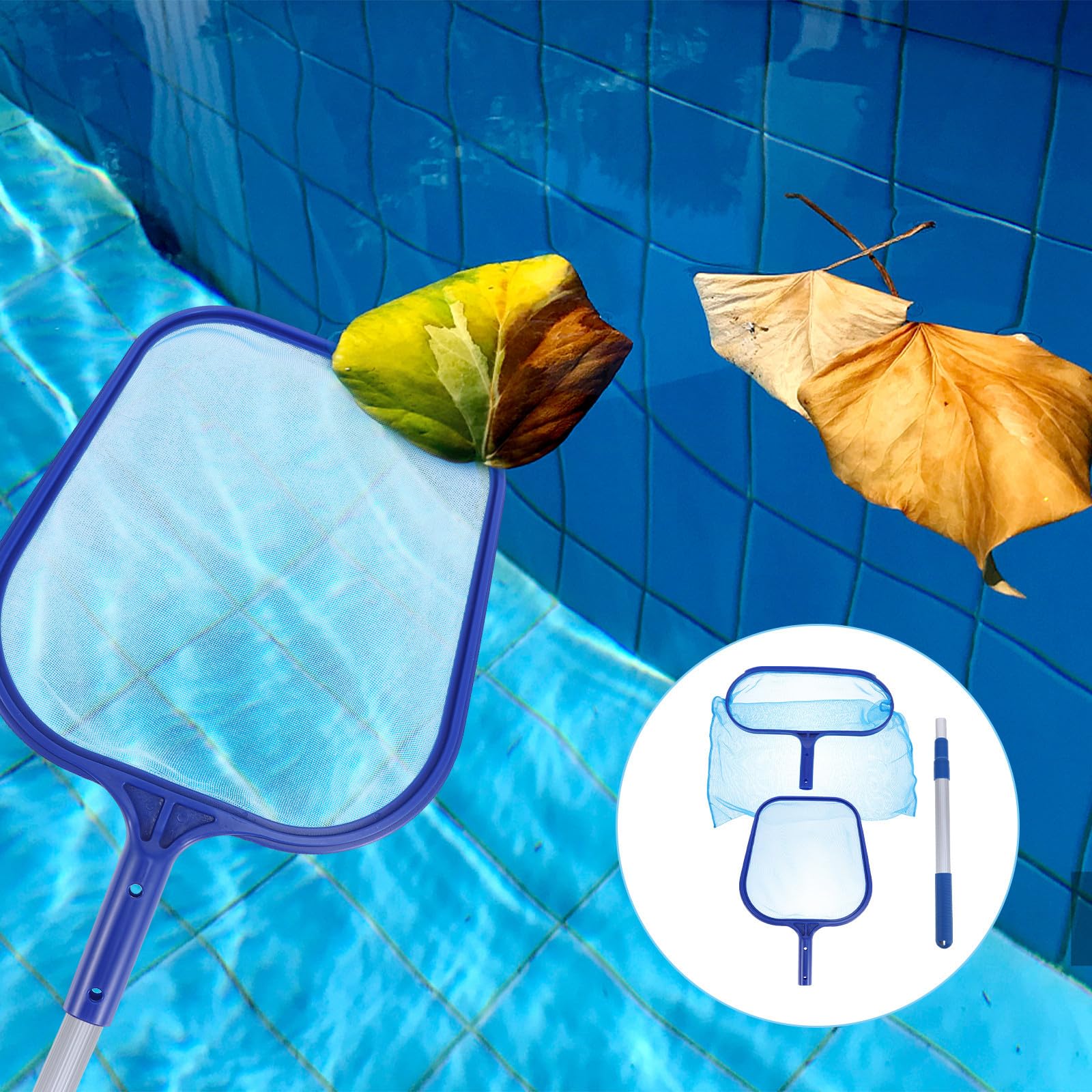 PLAFOPE Red de Aluminio y PVC Mango Retráctil de Salvamento para Piscinas
