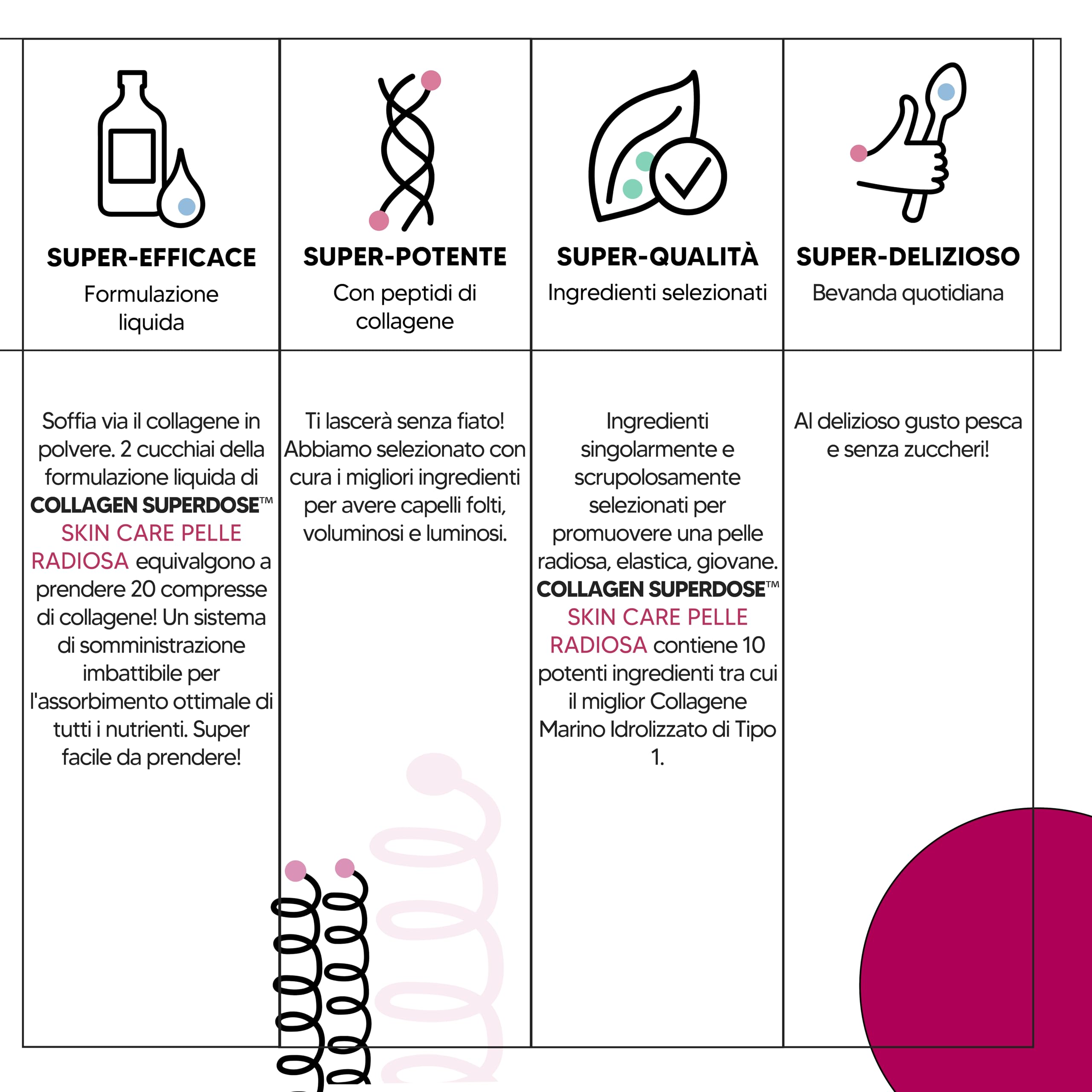 COLLAGEN SUPERDOSE BY GOLD COLLAGEN Skin Care - Collagene Integratore Antiage con Vitamina C, Integratore al Collagene Marino con Acido Ialuronico, Biotina e Zinco Capelli e Unghie, 300 ml