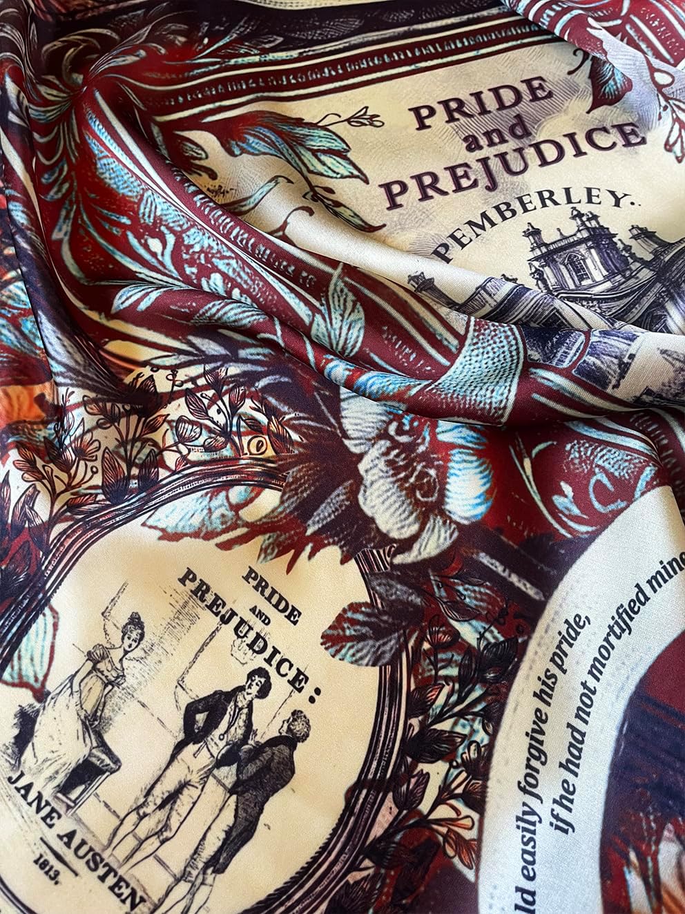 Universal Zone Pride & Prejudice Satin Scarf - Neck, Head & Bag Scarf. Pemberley, Jane Austen Gift, Light Academia - Image 2