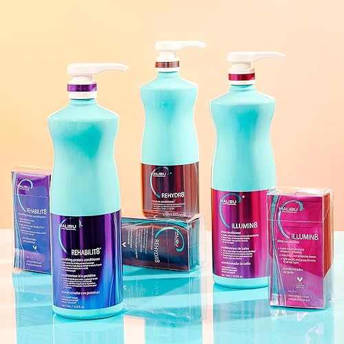 Miniatura 7 de Malibu C REHABILIT8 - Acondicionador de proteínas suavizantes (33.8 onzas), repone la proteína capilar y los aminoácidos para evitar la rotura,