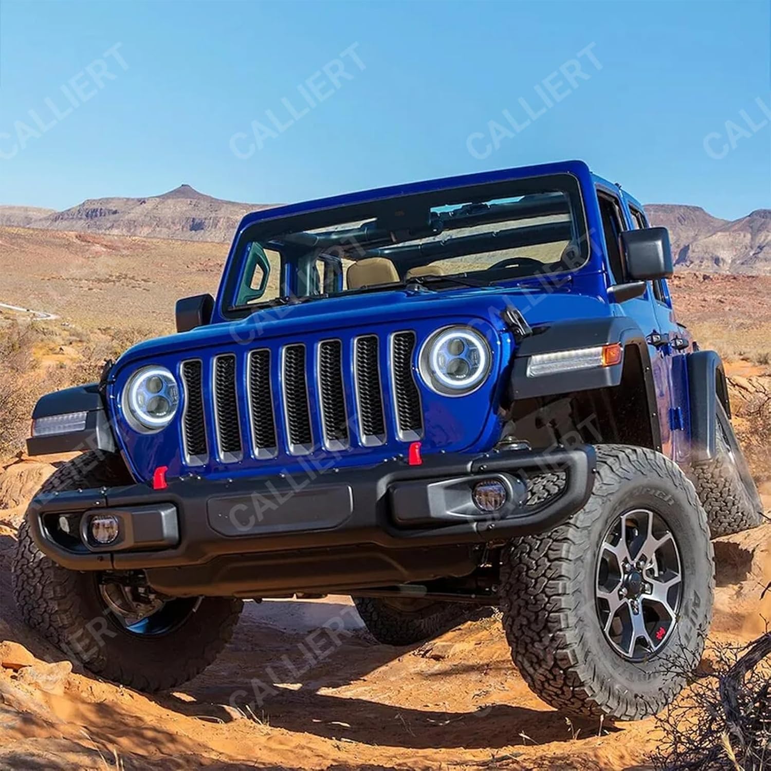 CALLIERT Aluminum Front Bumper Compatible with Jeep Wrangler JL 2018-2025 ＆ Gladiator JT 2020-2025 10th Anniversary Off Road W/O Sensors Bumper with Winch Plate