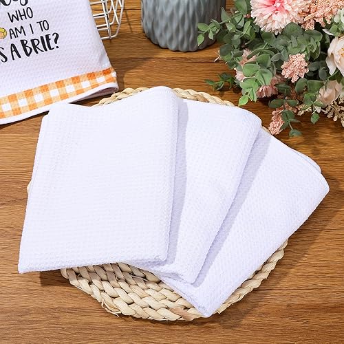 Miniatura 7 de Sublimation White Towels - Toallas de cocina de tejido gofre, toallas de cocina de 24 x 16 pulgadas, toallas de microfibra para secar platos, paños