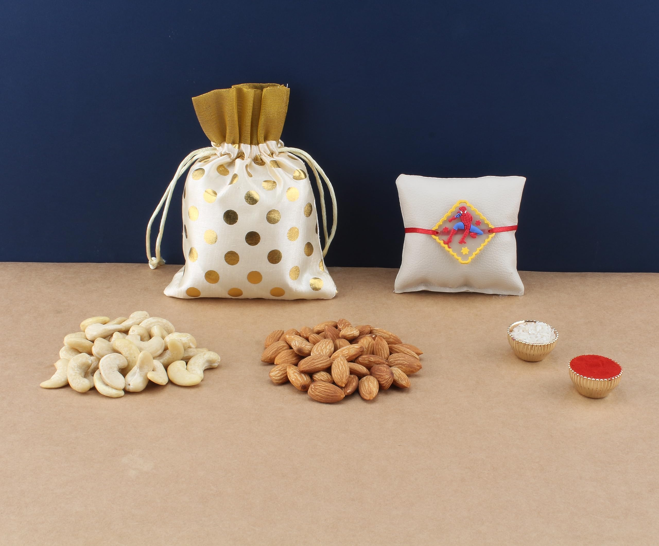 sfu e com rakhi with dry fruit potli for rakshabandhan gift | dry fruit gift potli for brother | dry fruits gift potli | rakhi with dryfruits | 036