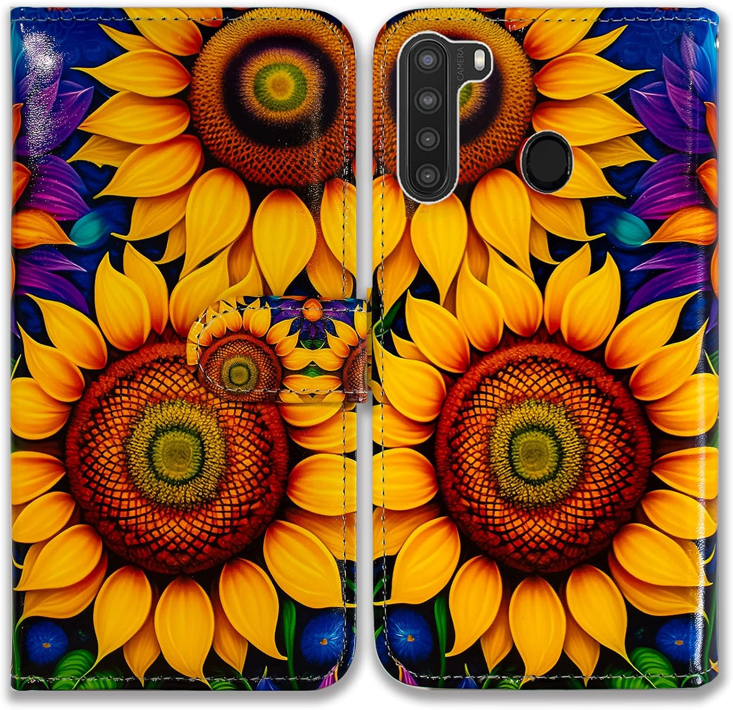 Bcov Galaxy A21 Case,Beautiful Sunflowers Leather Flip