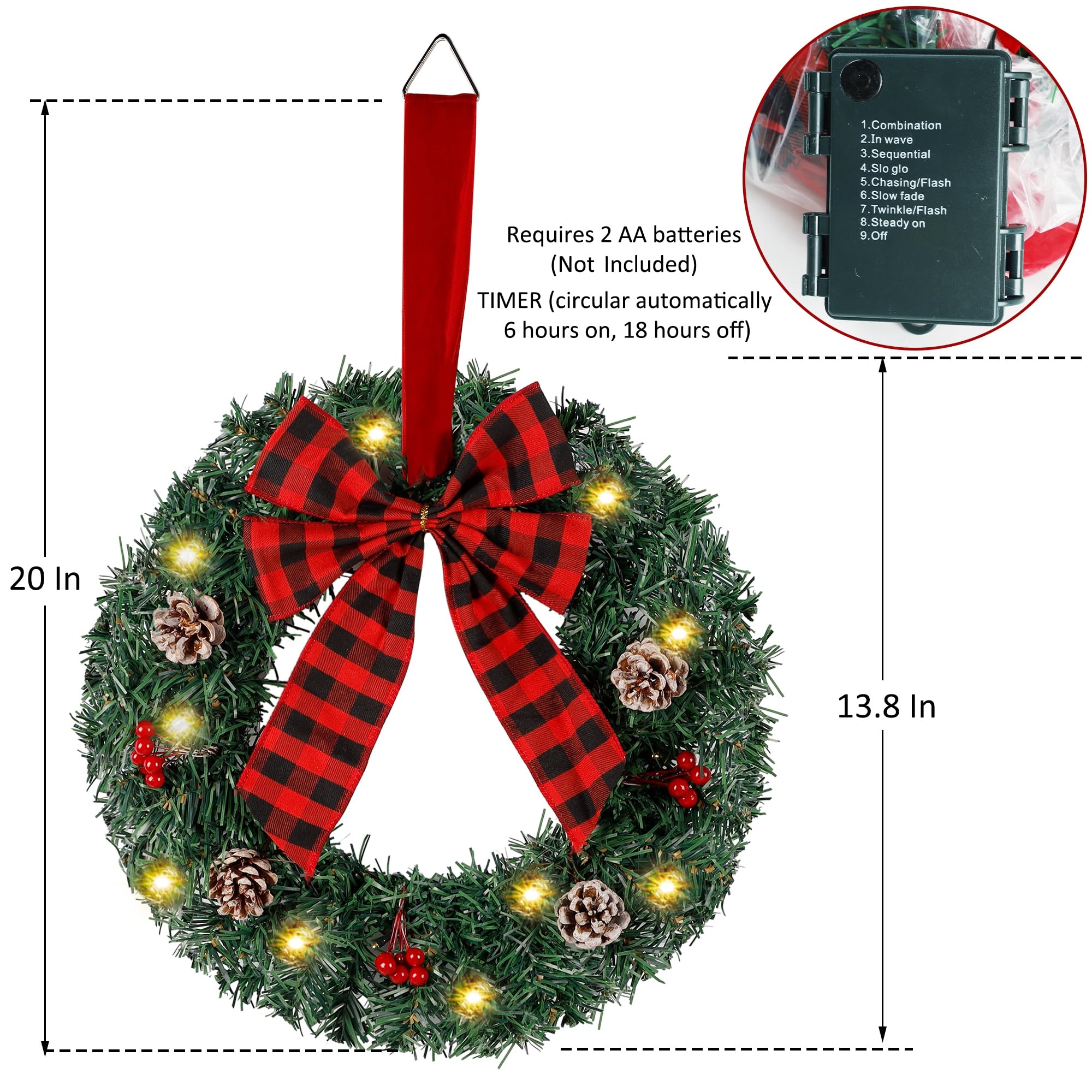 ・.。*Christmas wreath オーバル・.。* Amazon.com: Zcaukya 2 Packs Pre-lit Christmas Wreaths, 14 Inch