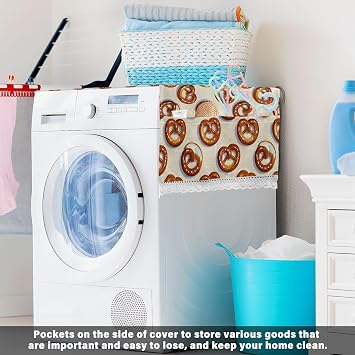 Brown Lye Knot lace edge Washer and Dryer Covers with side bag sturdy Washing Machine Protective Cover Fits Most Washers or Dryers 51.2x22in