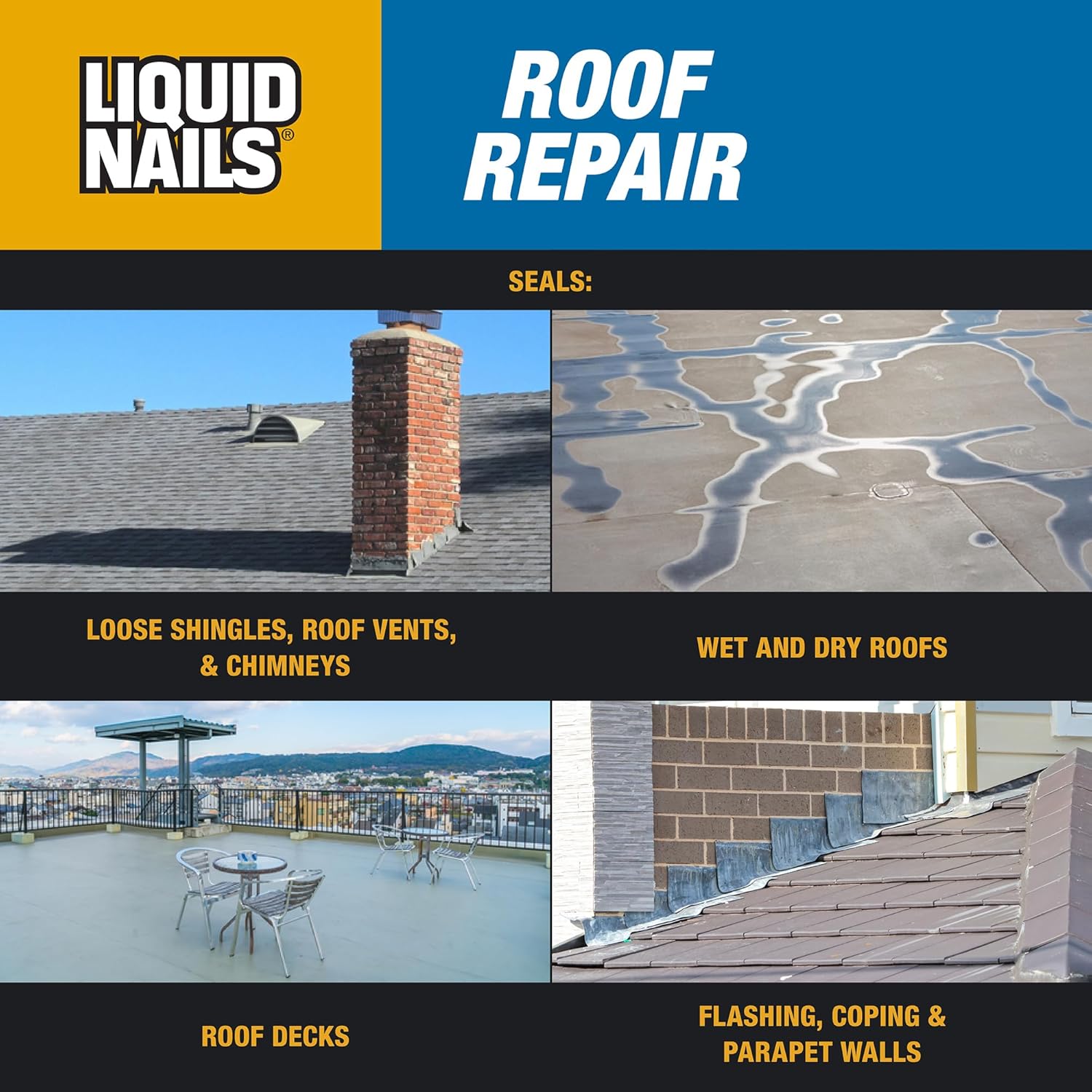 Liquid Nails Roof Repair (RR808), 10.3 oz (Pack of 4)