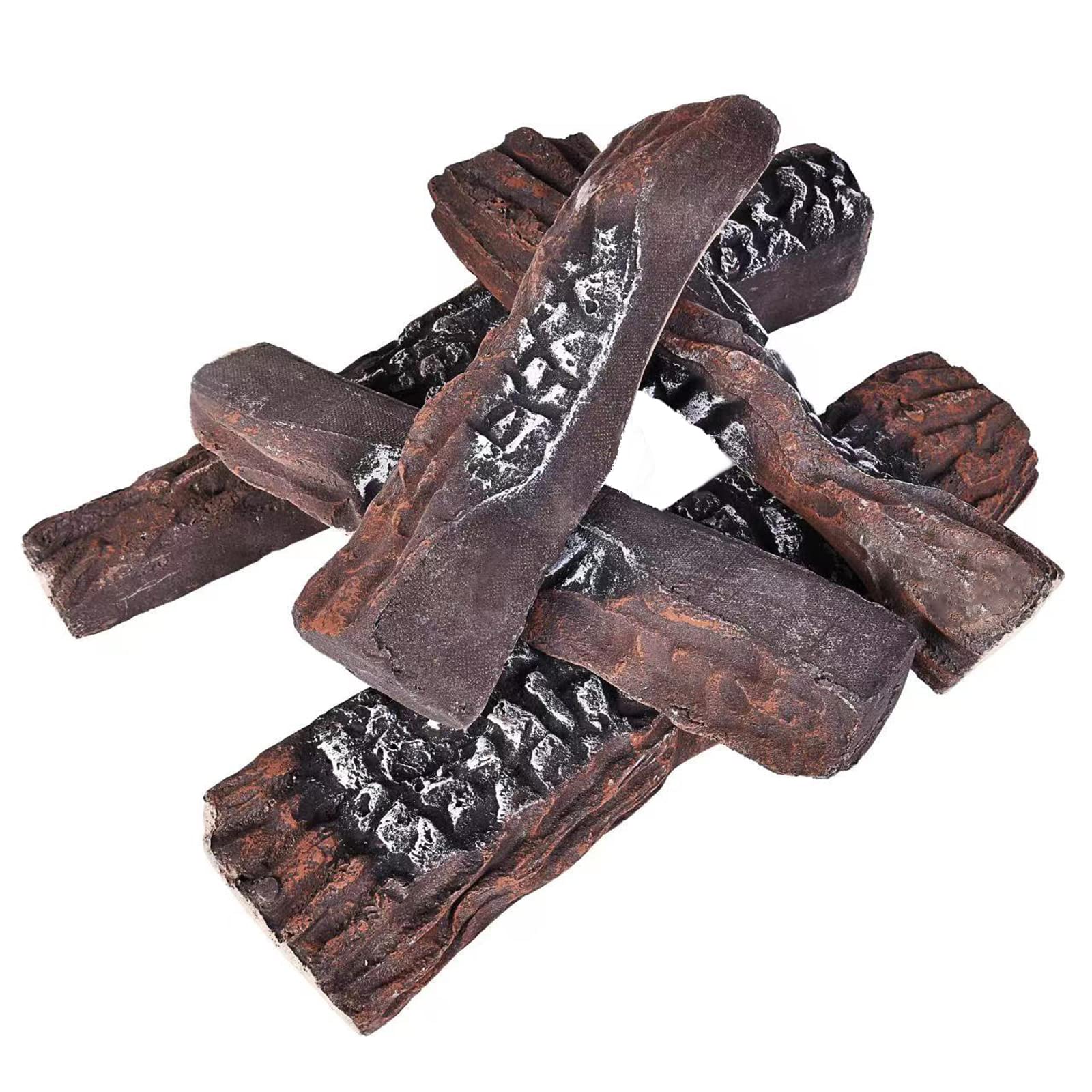 HEXELE Fake Gas Fireplace Logs Set, Large Faux Ceramic Wood Gas