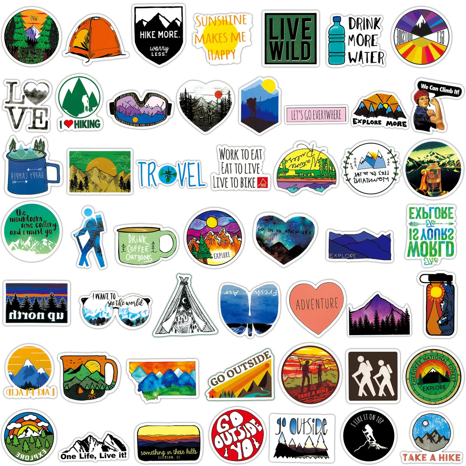 100 sztuk Outdoor Camping Kids Adventure Stickers dla dzieci dla komputera kubków motocykla i podróży