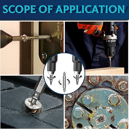 Vista 8 de Juego de extractor de tornillos dañados de 9 piezas, kit de extractor de tornillos HSS 4341 de 6 piezas y kit de brocas de 3 piezas para tornillos