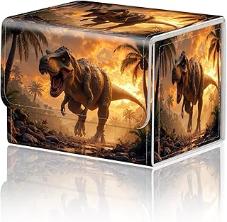 カードゲーム収納ボックス TCGデッキボックスMTGカードボックスオーガナイザー トレーディングカードケース コマンダーデッキボックス TCGカード収納ボックス マグネット開閉 クリエイティブパターン 最大200枚 猛烈な恐竜