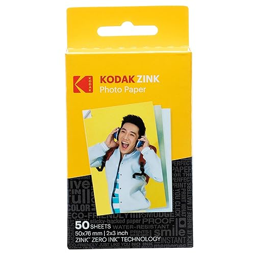 Kodak 2ʺ x 3ʺ Premium ZINK Photo Paper 50-Pack Compatible with Kodak PRINTOMATIC (NOT with Kodak Mini Shot, Mini2) - White - 50 count (Pack of 1)