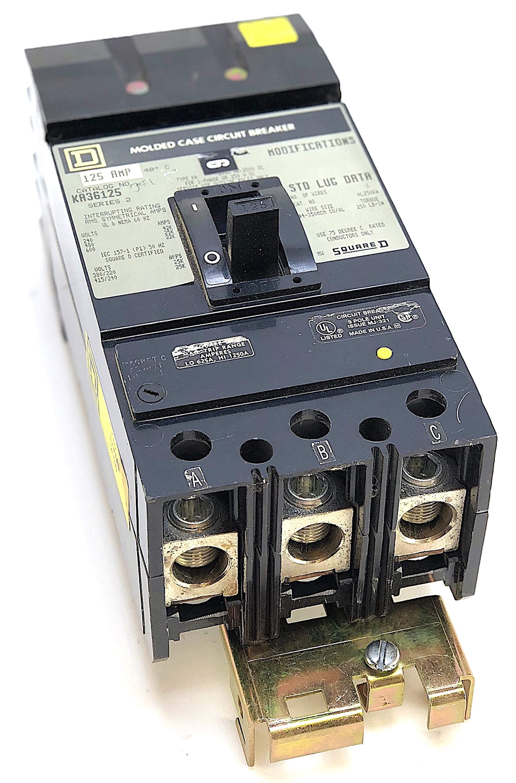 Refurbished Square D KA36125 Circuit Breaker 3 Pole PowerPact 125A 600V  25kA Type KA - Amazon.com