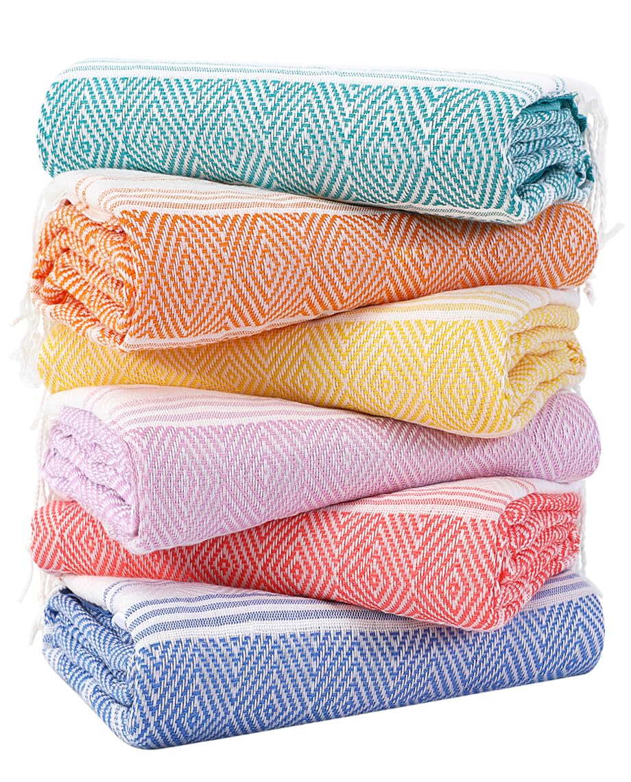 Genovega 6 Packs Oversized Turkish Beach Towels