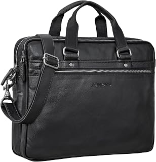 STILORD “Brayson” Borsa Computer Portátil Cuoio Borsa da Lavoro Portadocumenti Ventiquattrore Custodia Porta PC 15” Pollici Borsa a Tracolla Cuoio Vero Colore:nero