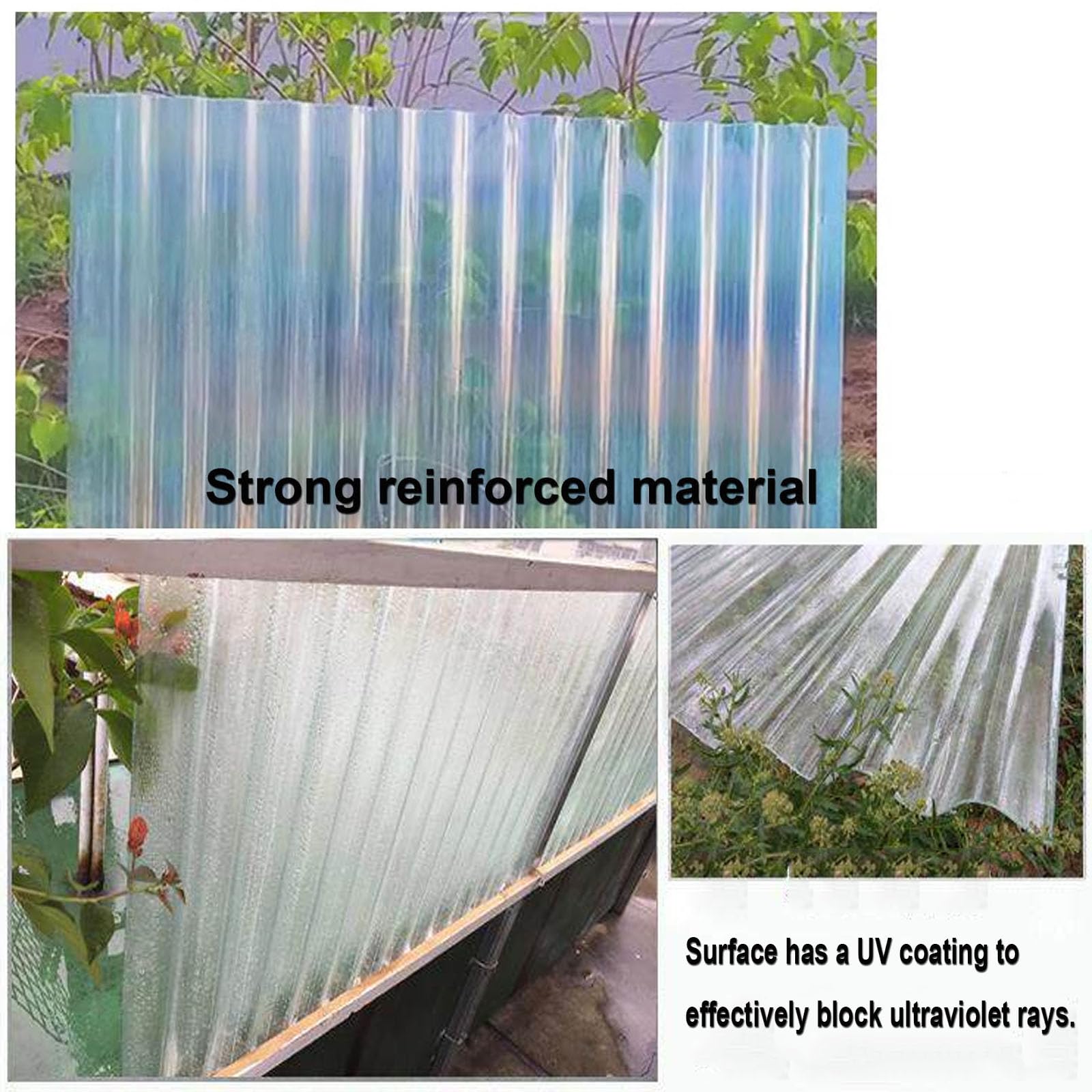 1.5mm Planchas Transparentes Tejados,Placa De Iluminación Natural FRP De Protección UV,Chapa Ondulada Para Invernaderos,Paneles Para Tejado Resistentes Al Impacto (0.9×1.7m,1pcs)