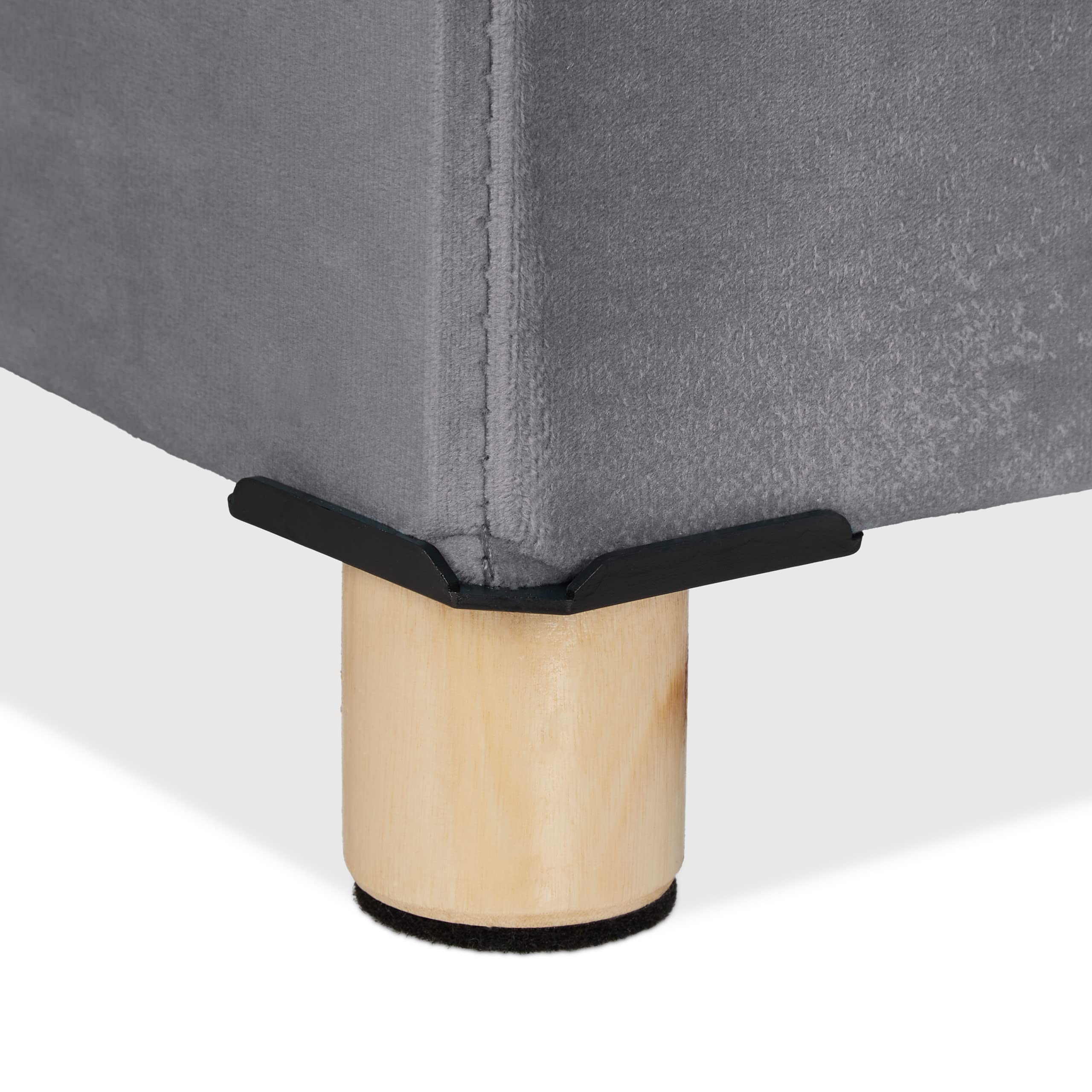 Relaxdays Banco Almacenaje, Acolchado, Terciopelo, Patas Madera, hasta 120 kg, Plegable, 34 x 76 x 38 cm, Gris Oscuro
