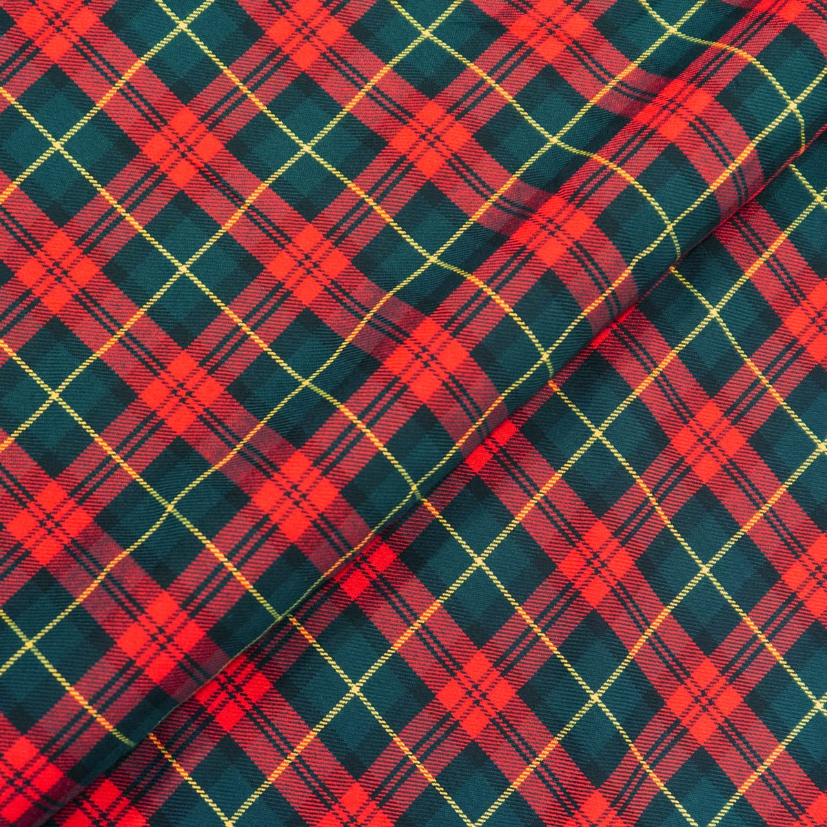 Quality Plaid Check Polyviscose Tartan Fabric 58" Wide (Red Green D2, Per Metre)