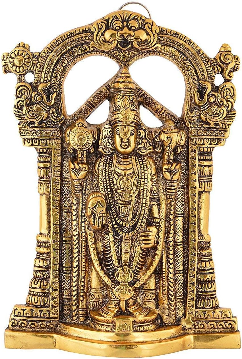 Denique Metal Wall Hanging God Tirupati Balaji,Sri Venkateswara Idol,Spiritual Home Décor, Gifts Statue for Pooja Gift Living Room Mandir Decor Gold Color,1Pieace