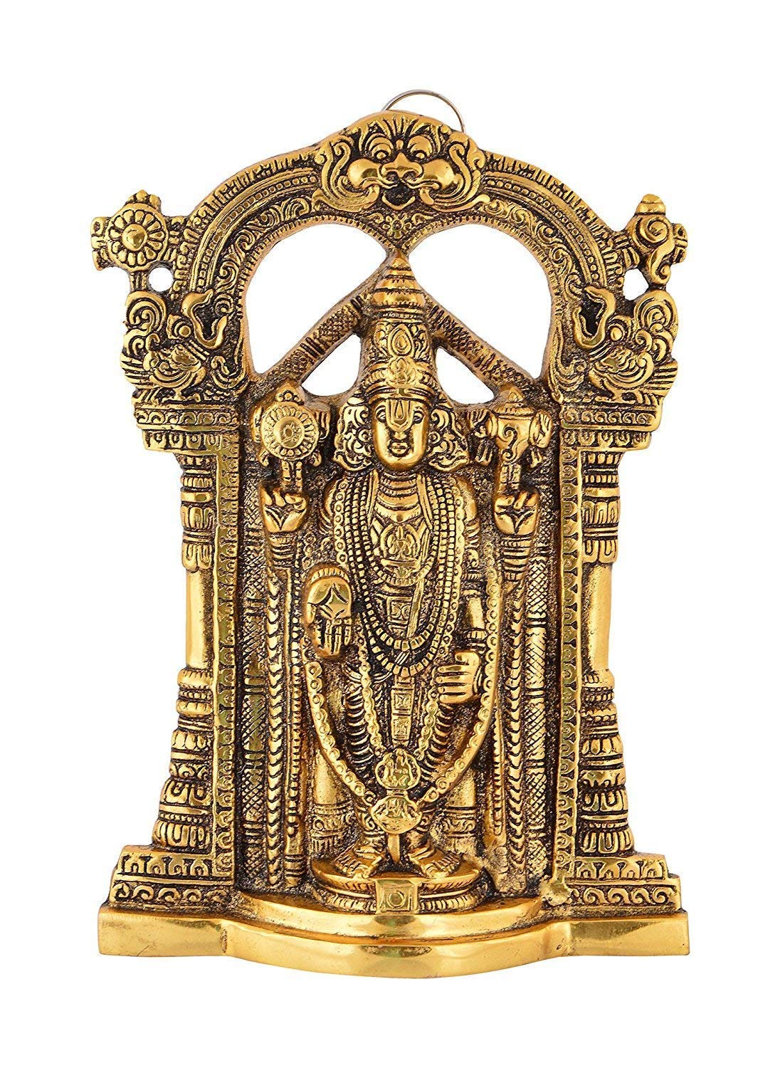 Denique Metal Wall Hanging God Tirupati Balaji,Sri Venkateswara Idol,Spiritual Home Décor, Gifts Statue for Pooja Gift Living Room Mandir Decor Gold Color,1Pieace