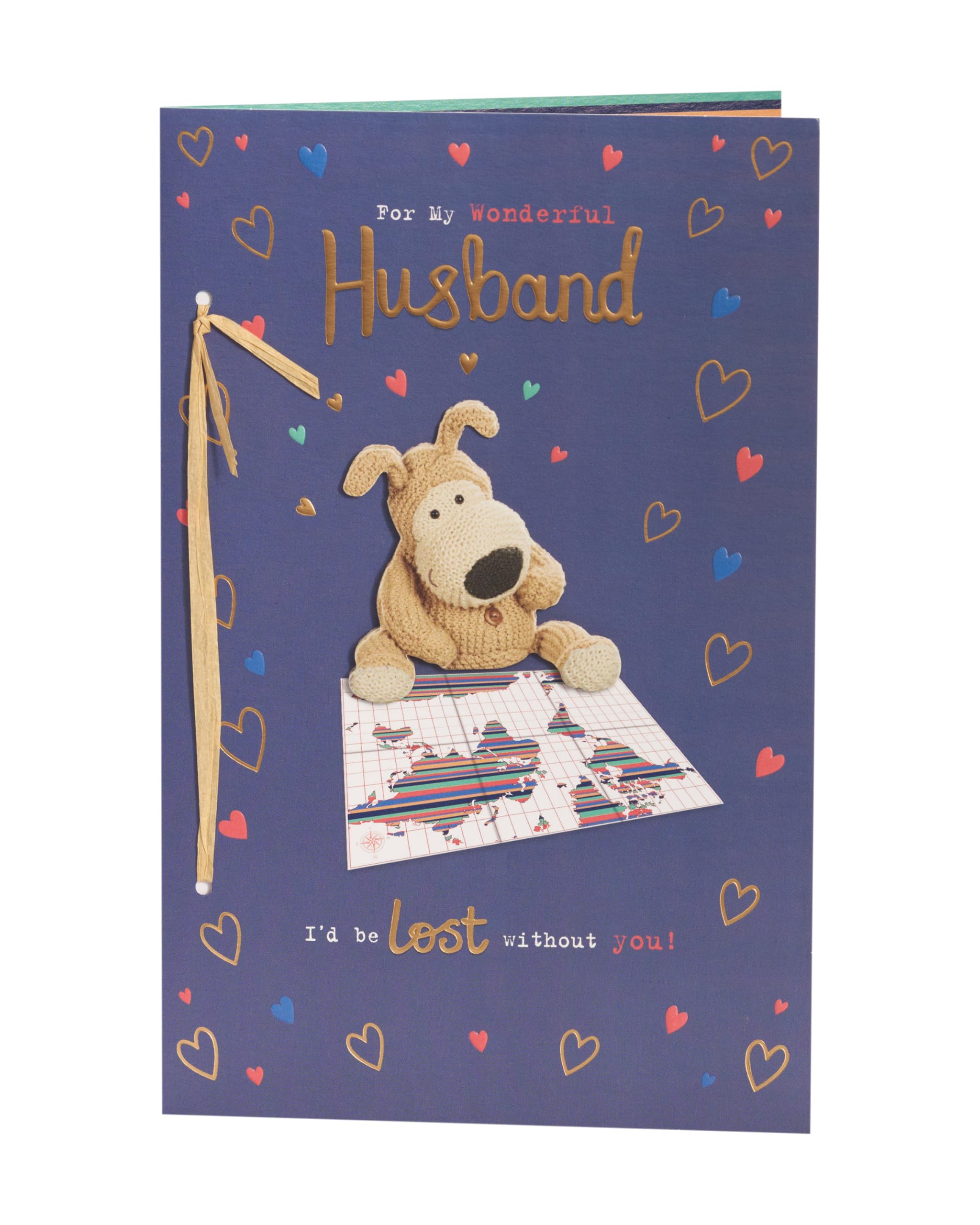 Boofle Biglietto Di Natale Per Marito Con Lamina Oro - Design Carino Con Busta, FSC, Messaggio D'Amore - 3