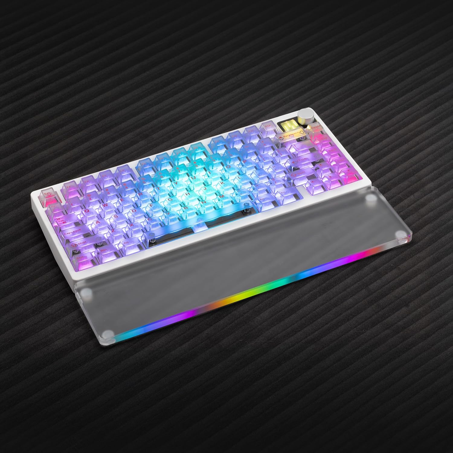 KEEBMONKEY PMOKEY P75 75% Wireless Tri-Mode Mechanical Keyboard, CNC Aluminum Volume Knob, Custom Dot-Matrix Screen, 2.4G/BT/USB-C,PC Keycaps, Surround RGB Lighting, 10,000mAh Rechargeable Battery