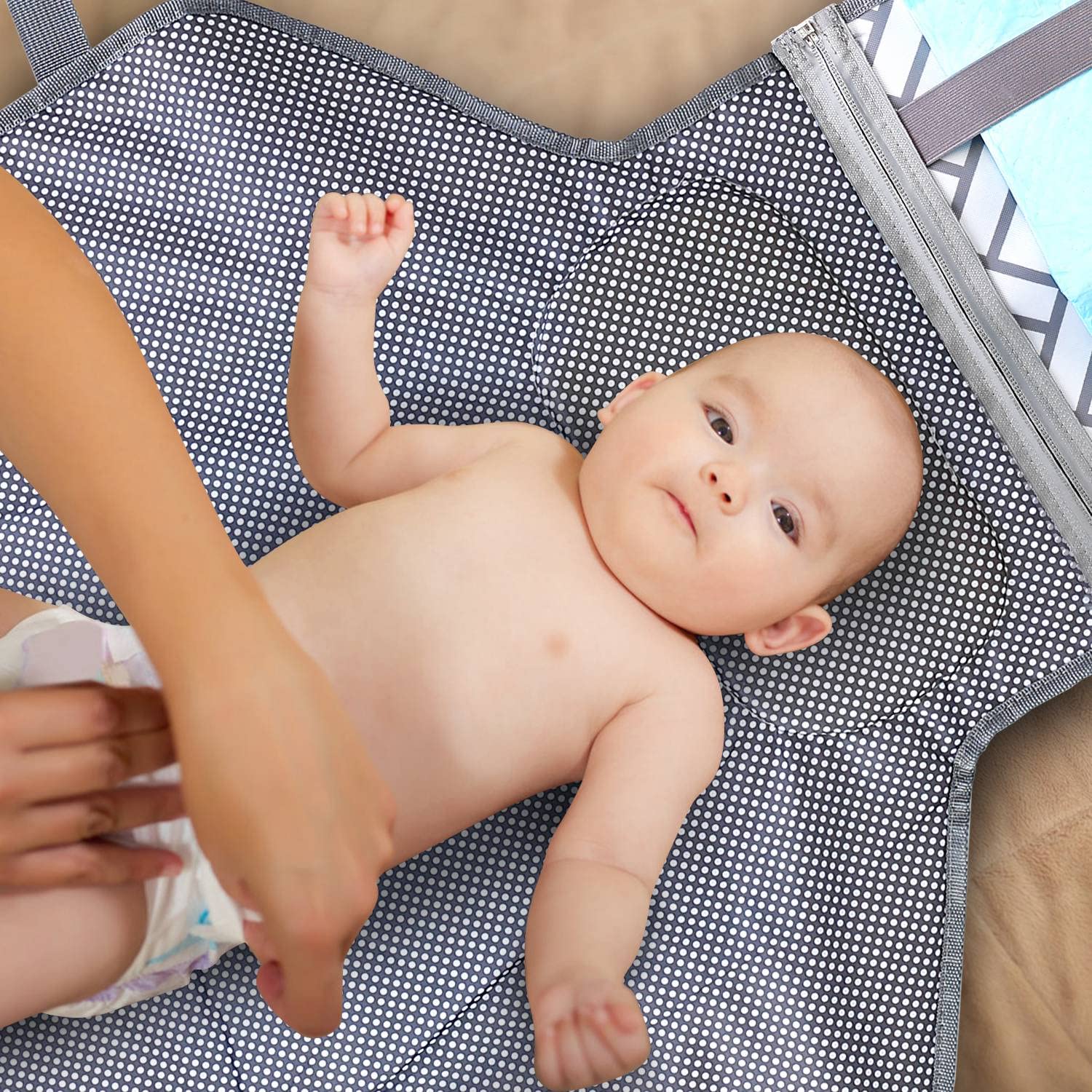 Portable&Foldable Diaper Changing Pad, Moclever Detachable Travel Changing Mat with Waterproof & Easily Cleanable Folding Nappy Changing Travel Mat,Newborns Essentials, Baby Shower Gifts-Grey