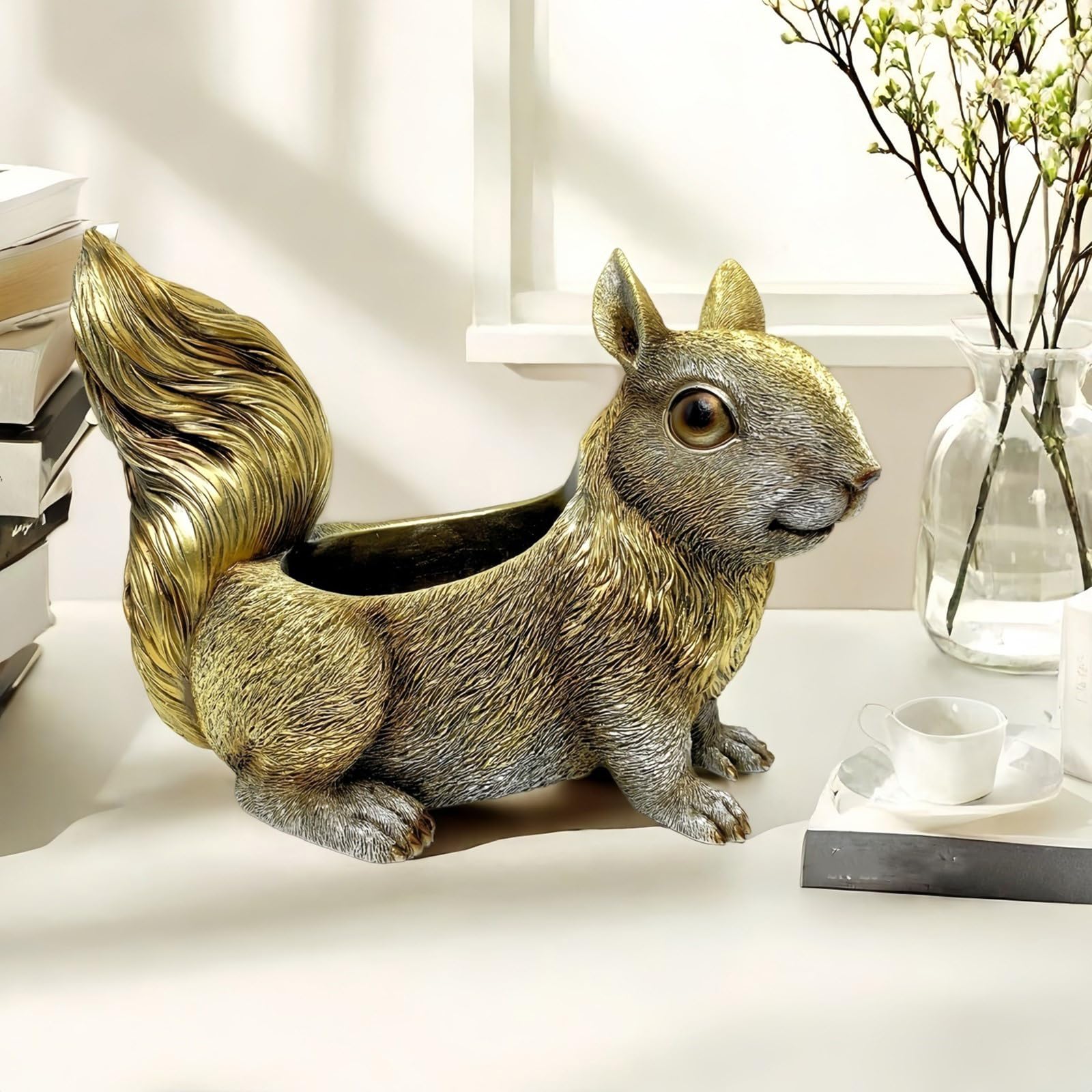 Vassoio Decorativo in Resina Scoiattolo per Chiavi e Gioielli Figurina in Resina per uffici Domestici Decorazione del Giardino Decorazione Figurine Animali