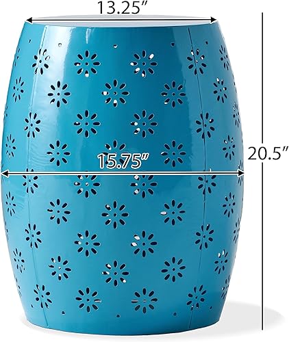 Miniatura 3 de Christopher Knight Home 301560 Soleil Breeze Outdoor - Mesa auxiliar de hierro azul de 15.0 in