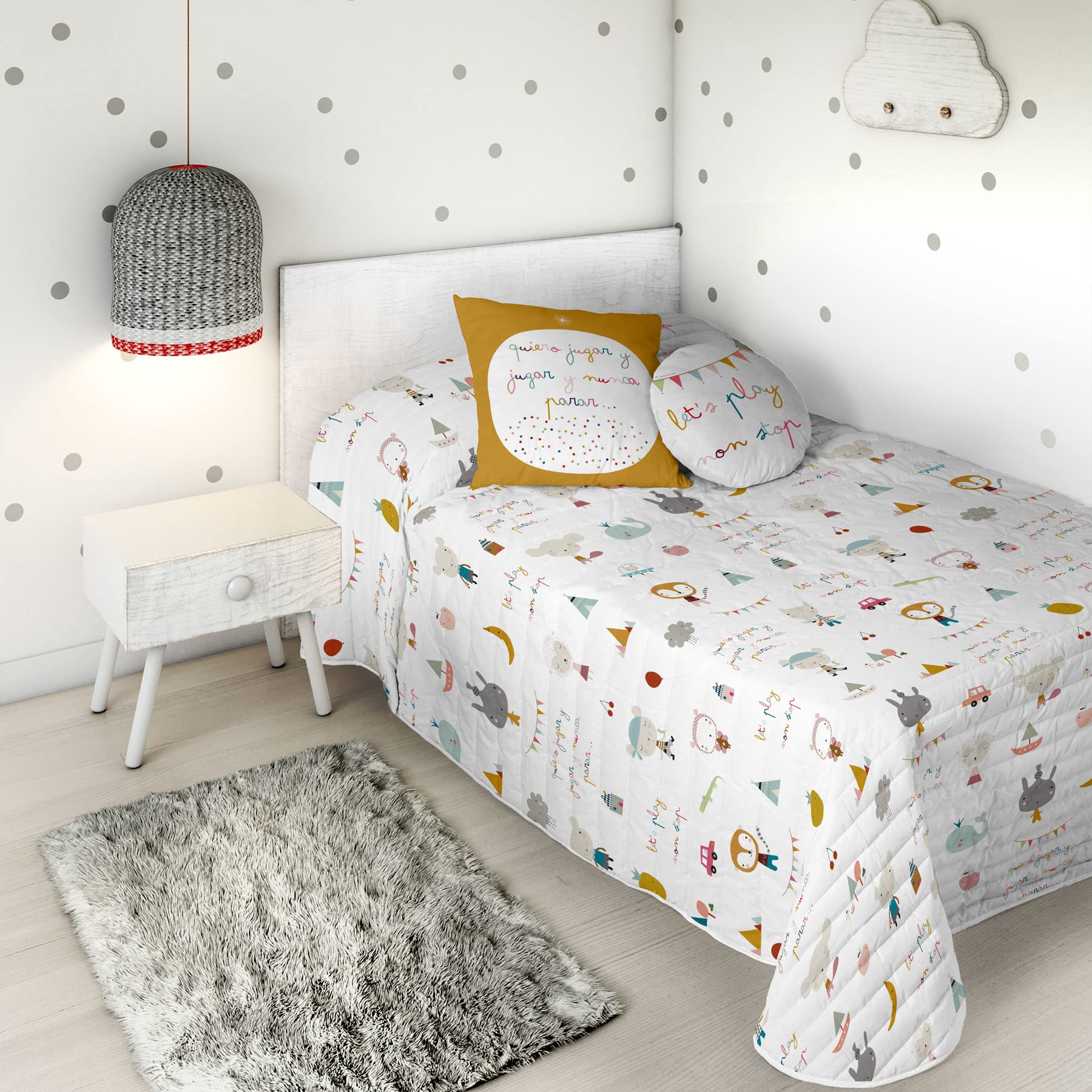 HACIENDO EL INDIO Colcha Bouti Reversible Jugar Cama 90