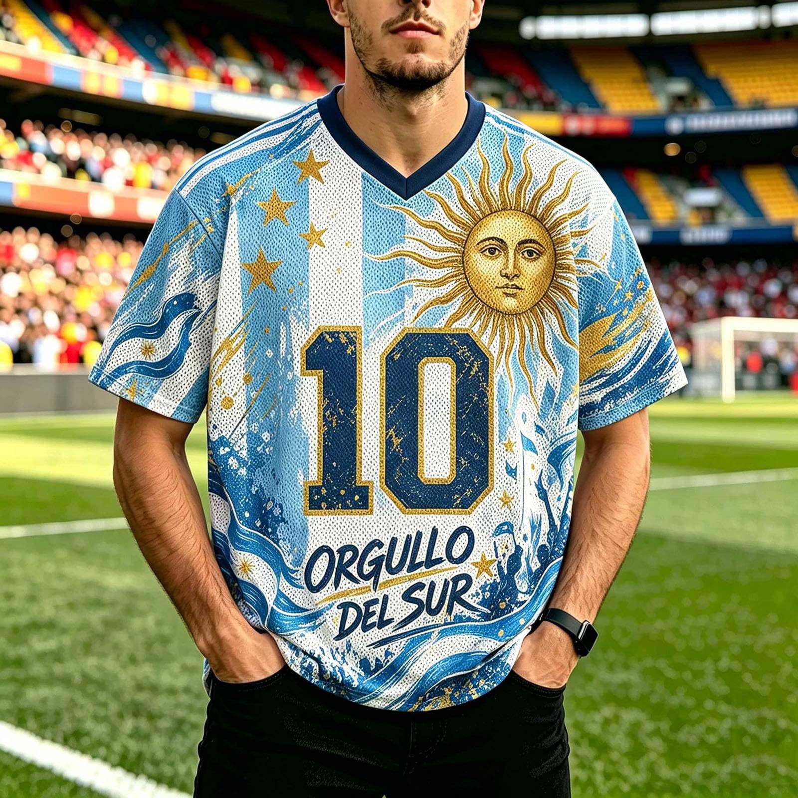 Camisetas Futbol Hombre,Camiseta Deportiva De Manga Corta De Argentina para Aficionados